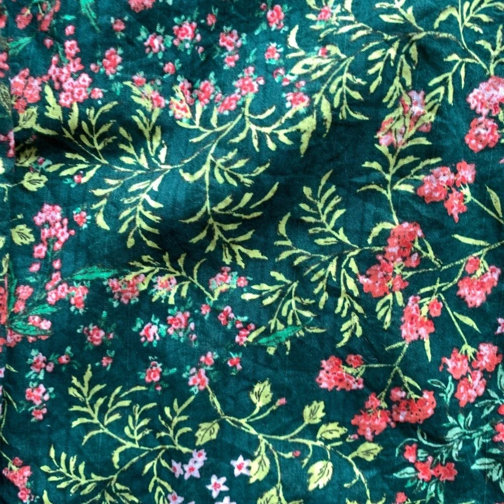 LOFT Women's Green Floral Smocked Off-Shoulder‎ Puff Sleeve Crop Top Blouse